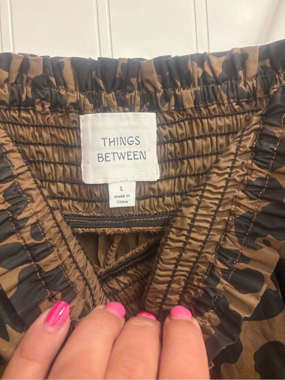 Things Between Leopard Print Smocked Strap Maxi Dress - Brown - Picture 3 of 5